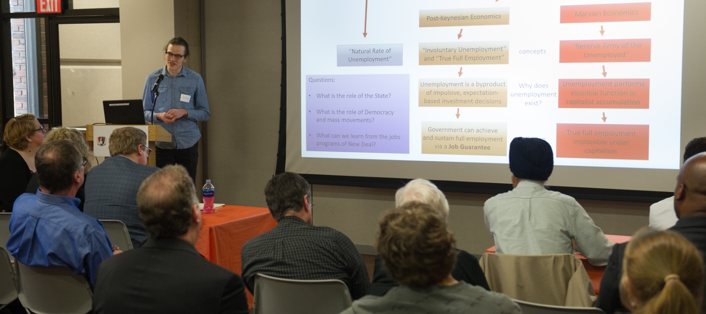 Student giving PowerPoint presentation